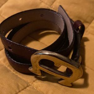 Vtg ETIENNE AIGNER Skinny  leather Belt  Logo buckle SZ 26